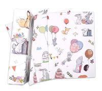 4 PCS Wrapping Paper Sheets, Recyclable Bunnies and Balloons Baby Blue Animal Gift Wrap Perfect for New Baby Boy or Girl Easter, Baby Shower Wrapping Paper (White)