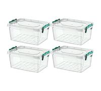 4 Pcs x 3 Liter Plastic Storage Box with Lid Clip Multipurpose Clear Rectangle Container Transparent Heavy Duty Stackable Box Ideal for Home, Office, Kitchen, Food, Toys, Closet, Animal Feed