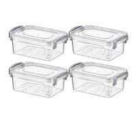 4 Pcs x 300ml Plastic Storage Box with Lid Clip Multipurpose Clear Rectangle Container Transparent Heavy Duty Stackable Box Ideal for Home, Office, Kitchen, Food, Toys, Closet, Animal Feed