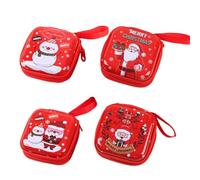 4 Pcs Xmas Goody Gift Boxes - Mini Tins Christmas Coin Purse & Candy Boxes for Storing Change, Jewelry, Candy & Christmas Tree Decoration (Square)