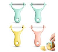 4 PCS Y-Shaped Swivel Potato Peeler, Vegetables Peeler Advanced Ceramic Peeler, Fruit Peelers for Kitchen, Veg Peelers with Non-Slip Grip Ergonomic Plastic Handle Peeling for Apple Potatoes Carrot etc