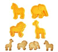 4 Pcs Yellow Animal Cookie Cutters | Fondant Cutters Shapes | Zoo Animals Cookie Cutters | Perfect for Baking | Elephant, Giraffe, Lion, Zebra Shapes Cookie Cutter | DIY Baking Molds