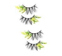 4 Pcs Yellow Fibre Glitter False Eyelashes Decorative Luminous Makeup