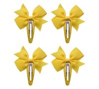 4 Pcs Yellow Hair Clips, Fashion Yellow School Hair Accessories, Cute Kids Hairs Clips With Bow, 2 Inch Ribbon Hairs Bow Clip For Little Girls Toddlers Teens Christmas Birthday