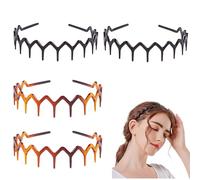 4 Pcs Zig Zag Headband, Adjustable Tooth Headbands for Women, Fashionable Non Slip Hair Accessories for Ladies, Plastic Zigzag Hairbands Suitable for Fashion Women Girls