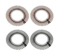 4 Pcs Zig Zag Headband,Full Circular Stretch Comb Head band,Plastic 90s Head Band ZigZag Headband,Circular Tooth Hairband,for Women and Girls(Black+Brown)