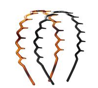 4 Pcs Zig Zag Headband Plastic Non-Slip Shark Tooth Comb Headbands Hair Bands with Wavy Teeth for Women Men Face Washing Makeup Hair Styling Accessories