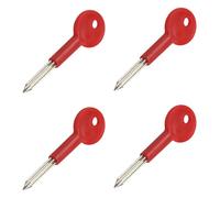4 Pcs Zinc Alloy Security Frame Bolt Star Key with Red Plastic Handle for Door and Window Lock Replacement, Universal Six-Star Metal Fire Key