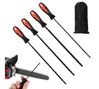 4 PcsChainsaw Files, Round Chain Saw Sharpener Tool, Professional Chainsaw Sharpener Files, Chainsaw Chain Sharpening File with Non-Slip Handle, 3.2mm/4.0mm/4.8mm/5.5mm, with Storage Bag