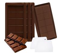 4 PcsChocolate Moulds Silicone Deep Chocolate Bar Moulds, 10 Cavity Reusable Thick Deep Chocolate Bar Molds for DIY Making Baking Stuffed Candies Sweet Candy Moulds