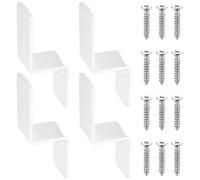 4 PcsDoor Barricade Brackets, Z Shaped Bracket Metal, Heavy Duty Door Bar Security Door Locks Brackets Clamps, Drop Open Bar Holders for Barn Gate Shed Security Reinforcement, White