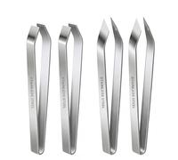 4 PcsFish Bone Tweezers SetFish Scale Remover, Stainless Steel Fish Scaler Fish Scale Removal Tools, Professional Metal Flat and Slant Kitchen Tweezers for Cooking, Removing Bones Scales