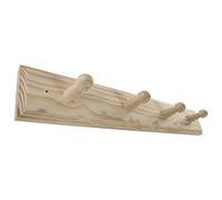 4 Pegs Wooden Door Hooks Coat Rack Hanging Storage Clothes Holder Wall Mounted Hanger | Unpainted & Untreated Plain Pine Wood