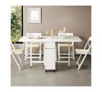 4-Person Dining Set Extendable Solid Wood Folding Table & Chairs Compact Kitchen & Living Room Furniture Space-Saving 4-Seater Dining Table