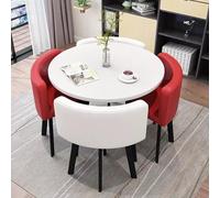 4-Person Dining Set with Office Table & Club Chairs Space-Saving Conference Table & Chairs PU Leather Furniture for Small Spaces (Color: PU Leather-27)