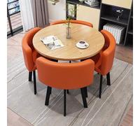 4-Person Dining Set with Office Table & Club Chairs Space-Saving Conference Table Furniture PU Leather Finish Ideal for Home & Office Use