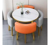 4-Person Dining Table Set with Club Chairs Space-Saving Conference Table and Chairs Office Furniture PU Leather (Color: PU-25)