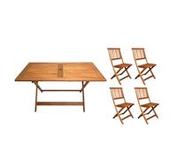 4 Person Folding Rectangular Wooden Garden Dining Table Chairs Set Samuel Alexander Brown 4 Person