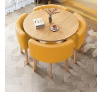 4-Person Kitchen Breakfast Bar Table & Chair Set Round Dining Table for Small Spaces Modern Office Conference Room Furniture Compact Dining Set for Home & Office