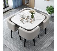 4-Person Marble Round Dining Table & Chairs Set 80x80cm Ergonomic Office Desk for Home & Cafe Space-Saving Conference Table Ideal for Commercial Use