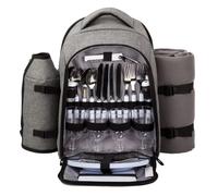 4 Person Picnic Backpack - Grey 4 Person