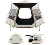 4 Person Pop Up Camping Cabin Tent, Instant One-Click Setup Windproof Waterproof Tent, Breathable Air Vent & Storage Carry Bag, Lightweight Family Tent for Camping Hiking Overnight A