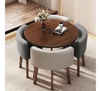 4-Person Round Dining Table & Chair Set for Office Reception Conference Room & Club - 80cm Light Gray & Dark Gray Furniture for F Room & Bedroom