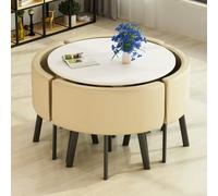 4-Person Round Dining Table Set with Chairs - Space-Saving Conference Table for Office & Meeting Rooms Stylish & Functional Furniture L31.5 xH29.5