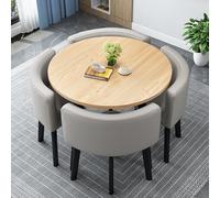 4-Person Round Dining Table Set with Chairs - Versatile Office Conference & Club Table Perfect for Business Meetings & Reception 80cm/31.5in Diameter