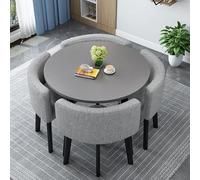 4-Person Round/Square Dining Table and Chairs Set - Stylish Multifunctional Kitchen & Conference Room Furniture - 80cm/31.5in Office Reception Dining Solution