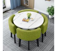 4-Person Round/Square Dining Table & Chairs Set - 35.4in Office Reception Table Multifunctional Furniture for Kitchen Dining Room & Conference Room