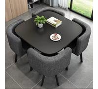 4-Person Round/Square Dining Table & Chairs Set - Multifunctional Conference Room Office Reception Kitchen Club Furniture - 90cm/35.4in Compact Design for Versatile Use