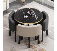 4-Person Wooden Dining Table Set - 80cm Round Kitchen Conference Table with Reception Chairs - Stylish Office & Dining Room Combo for Small Spaces