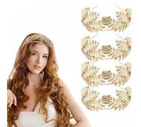 4 Pezzi Gold Headpiece Headband Bride, Roman Goddess Headband, Laurel Wreath, Golden Hair Accessories Women, for Wedding, Party, Dance Party, Fashion Show, 4 Pieces, Headpiece (Gold-A06)