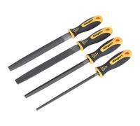 4 Piece 200mm Second-Cut File Set - Soft Grip - Round 3-Square Flat & Half-Round Loops Multi One Size