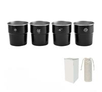 4 piece 300ml For camp cups made of 304 stainless steel, outdoor step design with stacking feature, lightweight and sturdy (300ml black)