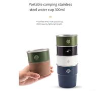 4 piece 300ml stainless steel step cup set for camping, 304 steel cups with comfortable grip and space saving design (300ml cream white)