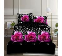 4 Piece 3D Design Duvet Cover Set Microfiber Printed Design Quilt Cover Complete Bedding Set With Extra Fitted Sheet & Pillow Cases (3D Printed 357, King)