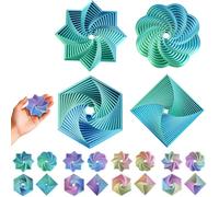 4-Piece 3D Printed Fidget Toy Set-Octagonal Star, Hexagonal Flower, Square Radish Tower, Geometric Stress Relief Toys for Adults & Kids,Gifts for Office Desks Stress-Relief Christmas Birthday (Blue)