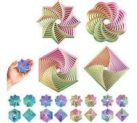 4-Piece 3D Printed Fidget Toy Set-Octagonal Star, Hexagonal Flower, Square Radish Tower, Geometric Stress Relief Toys for Adults & Kids,Gifts for Office Desks Stress-Relief Christmas Birthday (E)