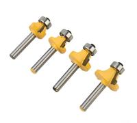 4-Piece /4" Shank Round Over Router Bit Set for Edge Beading & Molding - Radiused Carbide-Tipped Bits with /2", 3/8", /4", /8" Radius,