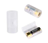 4-Piece AA to Size C Battery Adapter Kit, AA to C Battery Converter Box for Rechargeable Batteries, White, Compatible with AA & C Batteries