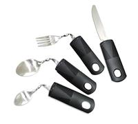 4-Piece Adaptive Utensils Set 42° Angled Disabled Cutlery, Easy Grip Handles for Arthritic Hands, Adaptive Utensils Hand Tremors for Stroke Therapy and Trembling Hands(Black)