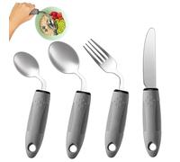 4-Piece Adaptive Utensils Set - 42° Angled Parkinsons Utensils, Weighted Utensils for Tremors and Parkinsons Patients, Easy Grip Weighted Silverware for Hand Tremors (Right-Handed)