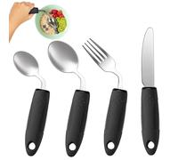 4-Piece Adaptive Utensils Set - 42° Angled Parkinsons Utensils, Weighted Utensils for Tremors and Parkinsons Patients, Easy Grip Weighted Silverware for Hand Tremors (Right-Handed)