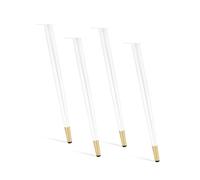 4-Piece Adjustable Metal Conical Desk Legs Set for Dining Tables, Coffee Tables, Benches, Chairs & Dressers - Stylish White/Gold Finish with Leg Protectors