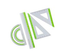 4 Piece Aluminum Ruler Set with Marking Strong Geometry Tool Safe Round Edges for Students & Artists Use Lightweight Math Tool