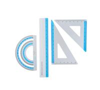 4 Piece Aluminum Ruler Set with Precise Marking Strong Geometry Tool Safe Round Edges for Students & Artists Use Geometry Set for Students