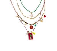 4 Piece Artisanal Sequined Chain Set Exchangeable Enchantments Modern Multicolor Jewelry Present Concept Multi Strands Necklace Set