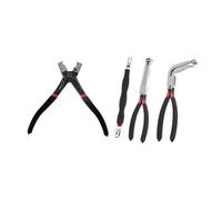 4-Piece Automotive Electrical Disconnect Pliers Set for Locking Push-Tab Connectors - Carbon Steel with Dual-Durometer Grips, 177-210 mm, Black/Red